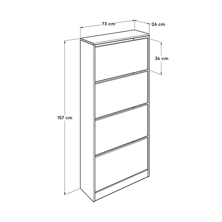 Παπουτσοθήκη μελαμίνης Flat Duo Megapap 24 ζευγών σε χρώμα λευκό 73x26x157εκ.