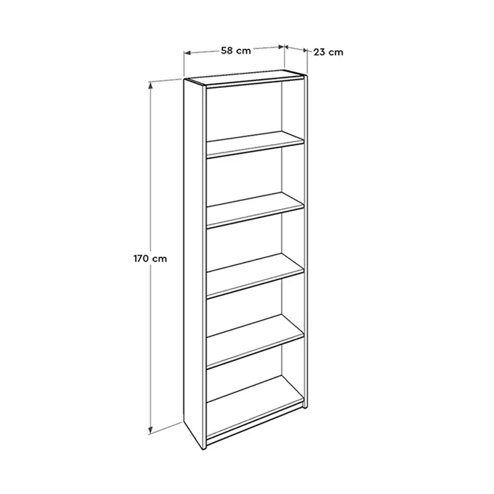 Βιβλιοθήκη μελαμίνης Max Megapap σε χρώμα sonoma 58x23x170εκ.