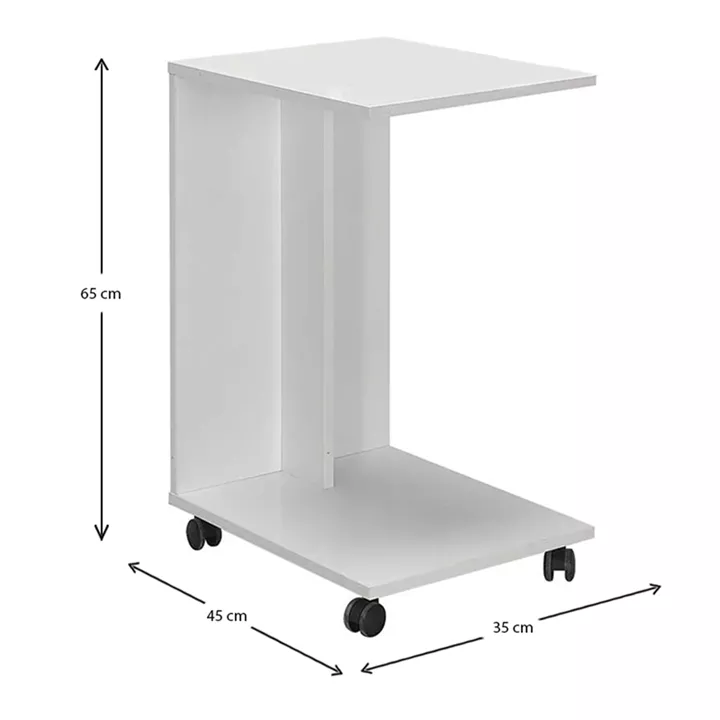 Βοηθητικό τραπέζι C-Shaped Megapap από μελαμίνη σε χρώμα λευκό 35x45x65εκ.