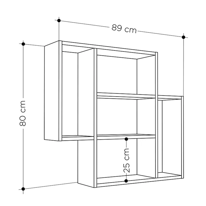 Ραφιέρα τοίχου Mito Megapap μελαμίνης χρώμα sapphire oak 89x19,6x80εκ.