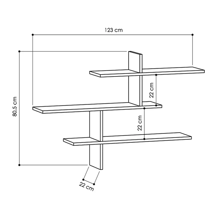 Ραφιέρα τοίχου Leo Megapap χρώμα ανοιχτό καρυδί 123x22x80εκ.