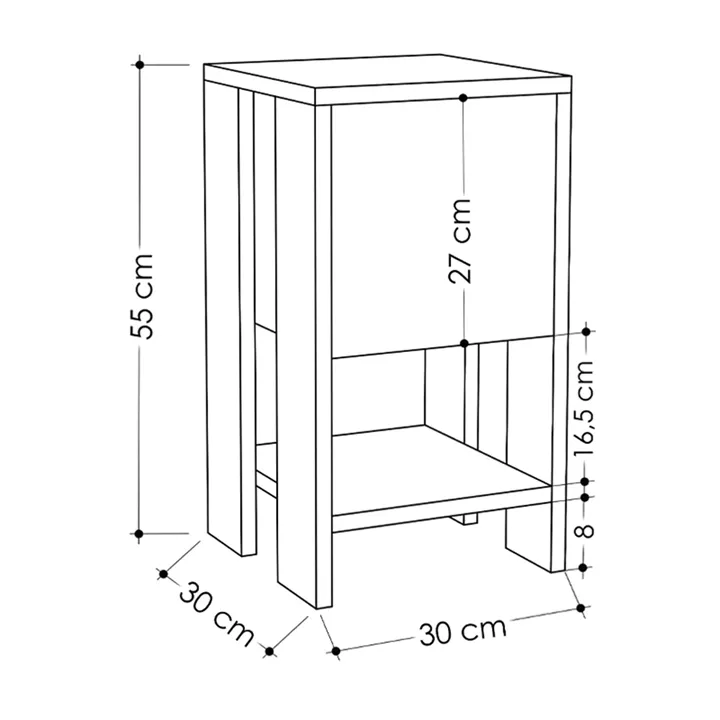 Κομοδίνο Ema Megapap χρώμα sapphire oak - λευκό 30x30x55εκ.