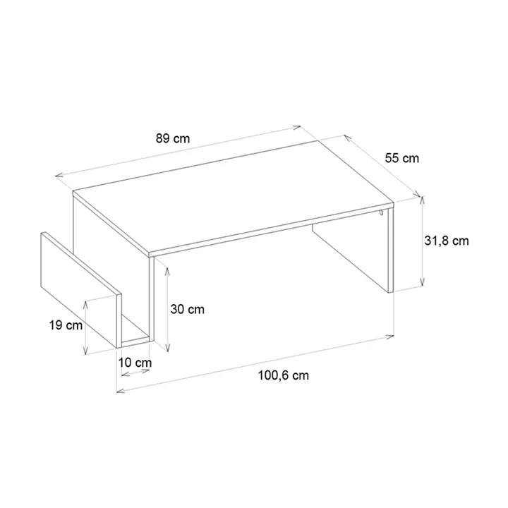 Τραπεζάκι σαλονιού Regnar Megapap χρώμα rebab 100,6x55x31,8εκ.