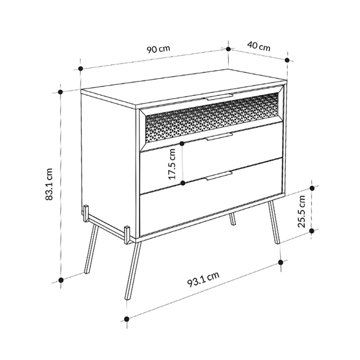 Συρταριέρα Naive Megapap χρώμα sapphire oak 93,1x40x83,1εκ.