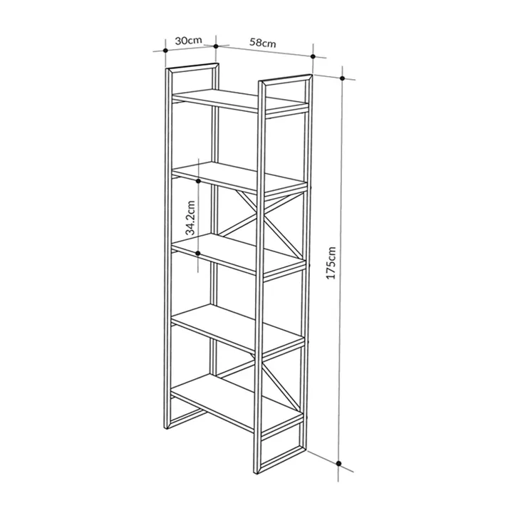 Βιβλιοθήκη Dusan Megapap χρώμα sepet oak 58x30x175εκ.