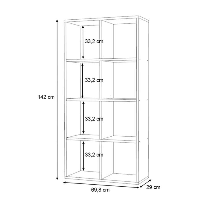 Βιβλιοθήκη Anser Megapap χρώμα γκρι σκυροδέματος 69,8x29x142εκ.