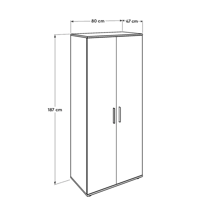 Ντουλάπα ρούχων Trendline Megapap δίφυλλη χρώμα sonoma 80x47x187εκ.