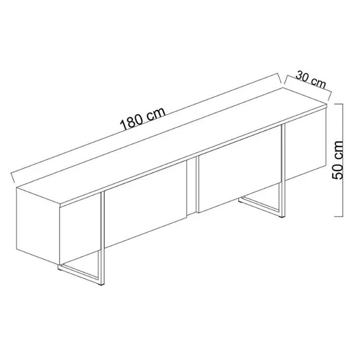 Έπιπλο τηλεόρασης Luxe Megapap χρώμα travertine - χρυσό 180x30x50εκ.